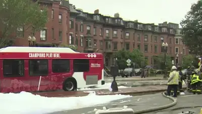 Boston University shuttle bus catches fire