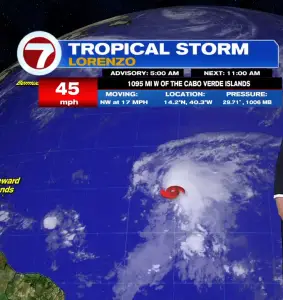 Tropical Storm Lorenzo forms in the Atlantic Ocean and isn’t threatening land