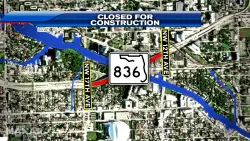 All lanes of SR 836 near NW 12th St to close overnight for construction